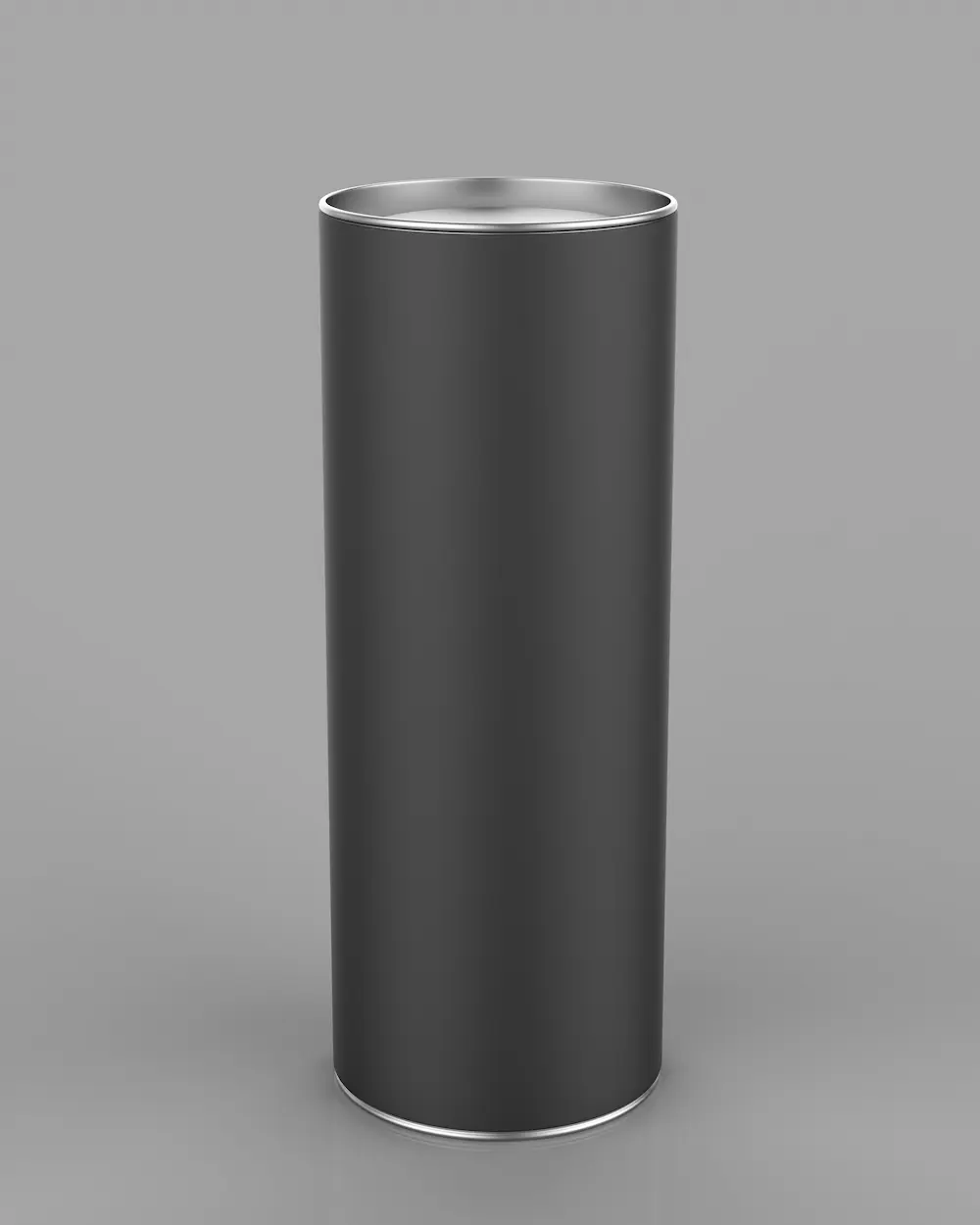 Black Postal Tube with grey background