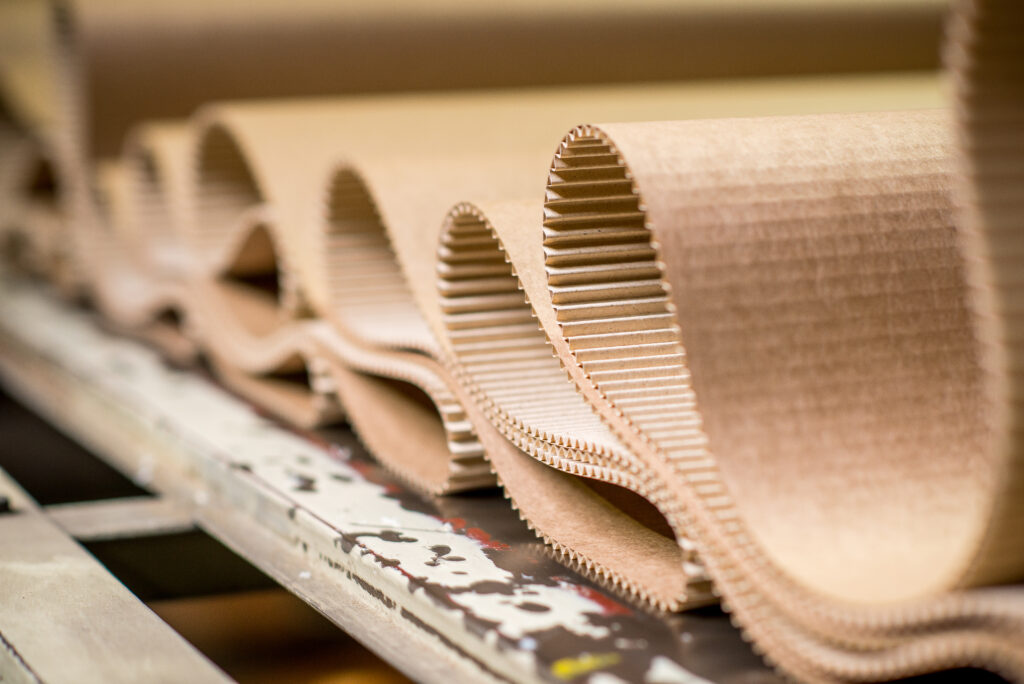 Cardboard being processed